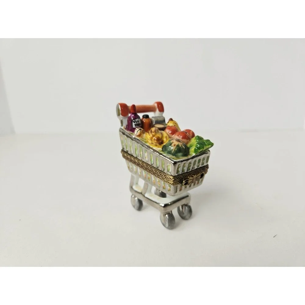 Elda Creation trinket box shopping grocery cart Limoges France